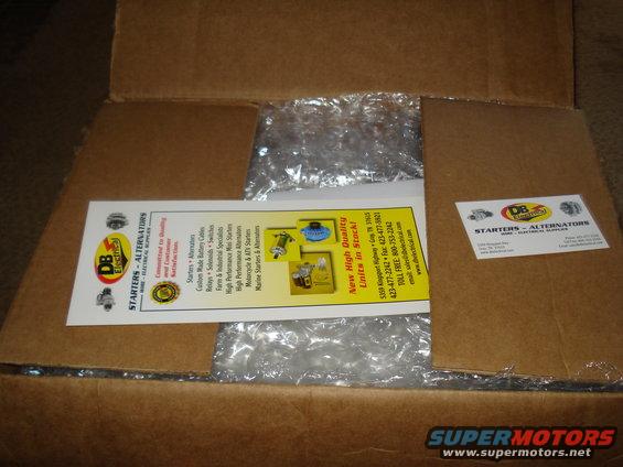 Cardboard box containing packaging for DB Electrical starters and alternators