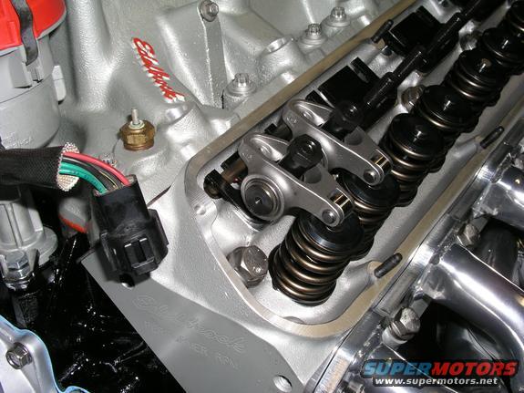 Engine valve train with Edelbrock branding