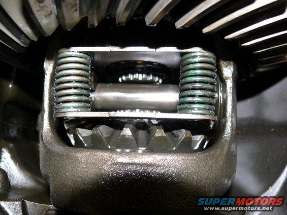 close-up of differential gears with springs