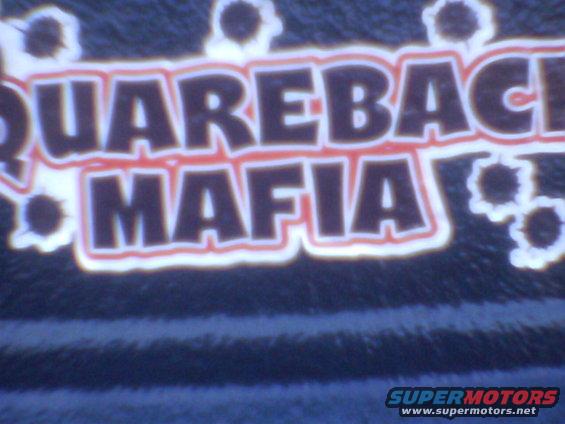 Squareback Mafia logo with bullet hole graphics