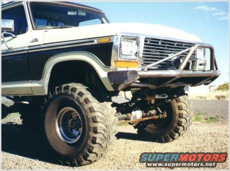 1979 Ford Bronco front 3/4 view with custom bumper and large tires