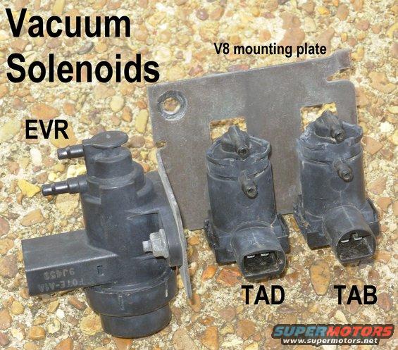 vacsols.jpg Vacuum Solenoids for all EFIs
IF THE IMAGE IS TOO SMALL, click it.

Note that the only difference between the secondary air solenoids is the keyway of the connector: TAD (AIRD) is to the side; TAB (AIRB) is between the terminals.

[url=http://www.supermotors.net/registry/media/894687][img]http://www.supermotors.net/getfile/894687/thumbnail/vaclinesefi.jpg[/img][/url]