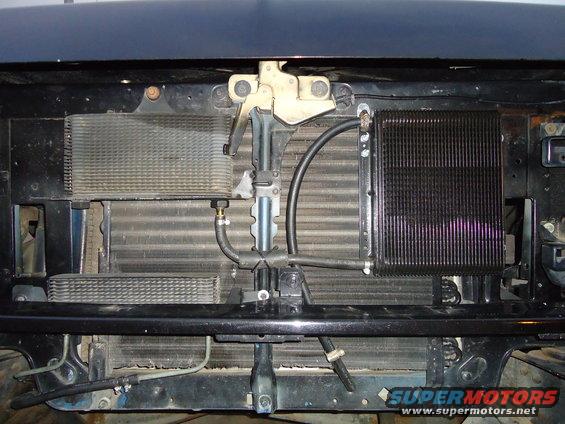1987 Ford F-150 front end with visible radiators and hoses