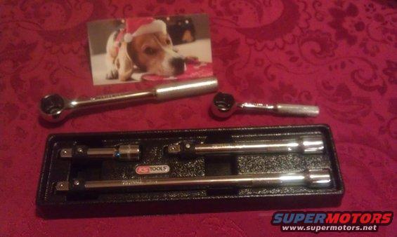 KS Tools socket set and ratchets with a Christmas dog photo