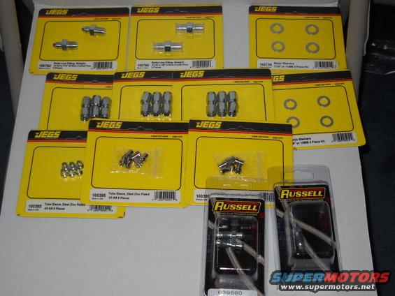 54-build--12302011-003.jpg 12-30-2011:  
I scored this stuff for Xmas . This is some of of fittings and misc. I need for my brake system. Just a few more parts checked off the list. 