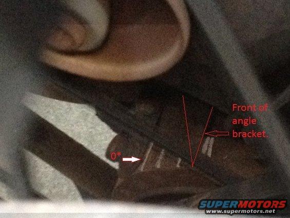 Angle bracket with markings '0*' and 'Front of angle bracket.'