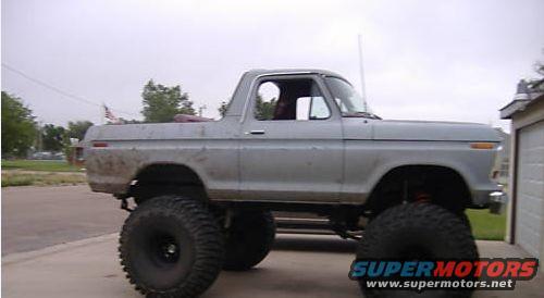 Lifted 1978 Ford Bronco side view with large tires