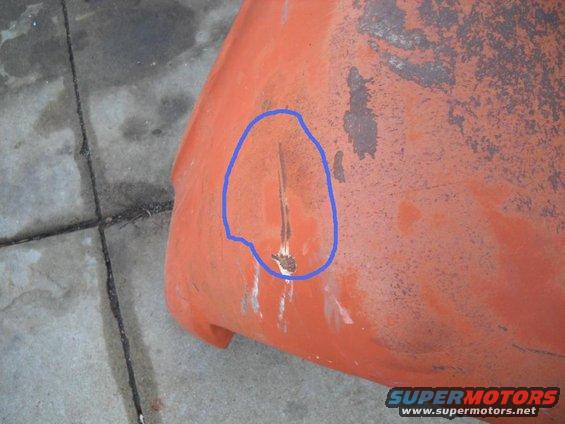 1-15-2012:

Here's the dent in the passenger fender. But it's open on the back side. So a little hammer and dolly time it will be good as new.