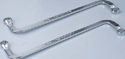 two L-shaped wrenches with 12-point sockets