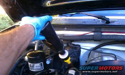 Then I usually add about 4 or 5 quarts of transmission fluid to it, connect the negative battery terminal back up, start it up for a few seconds and look for leaks. Shut it off and finish filling it up. Mine took about 8 &frac12; quarts of transmission fluid, but I didn%u2019t drain the torque converter when I did this. 
