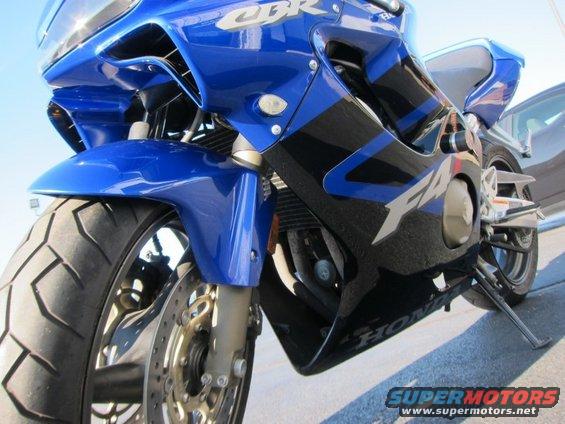 Blue and black Honda CBR motorcycle front view