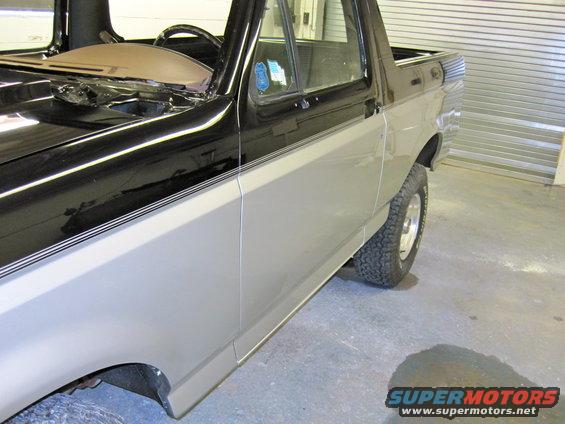 Side view of a 1992 Ford Bronco with two-tone paint