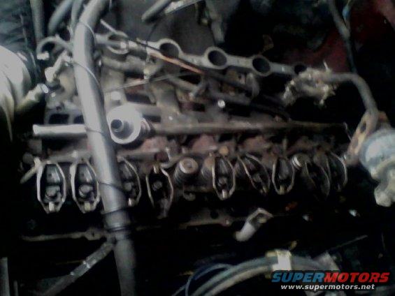 Close-up of an engine's valve train with visible lifters and pushrods