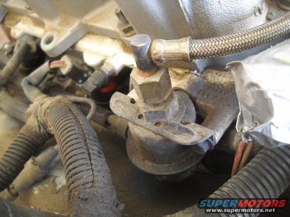 Engine fuel pressure regulator with braided fuel line attached