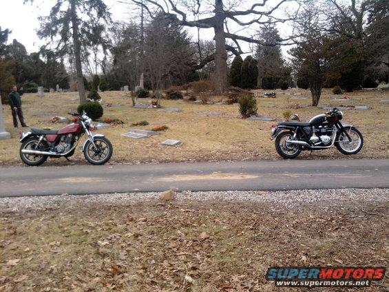 the Bonnie and '78 Yamaha 500 single