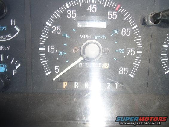 1987 Ford F-150 speedometer and gear selector showing P