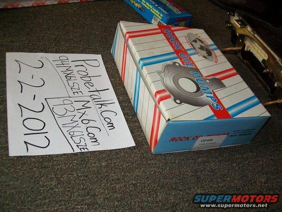 Box for Rock Oil Pumps with handwritten note mentioning 93 MX6