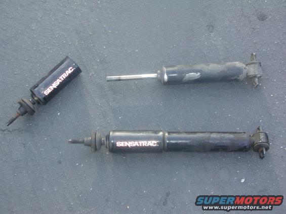 The old front Sensacraps. Note how the top of one has completely broken off the rest of the shock!