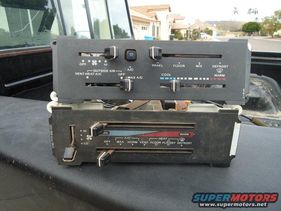 Two stacked automotive climate control panels with sliders and knobs