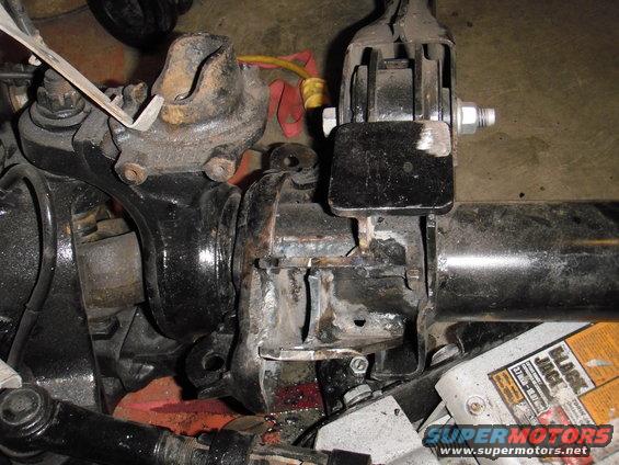 A look at the uncleaned mount. I tried to tie the brackets back together. My goal was to have as much contact with the other brackets as possible. I still think that I could have added a big gusset from the right of the mount here down to the axle tube.