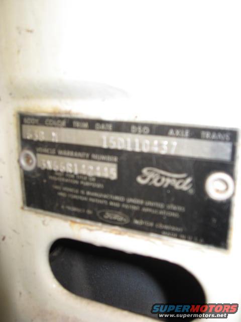 Ford VIN plate with serial number 15D110437