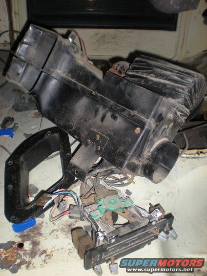 Heater core and control panel with visible text