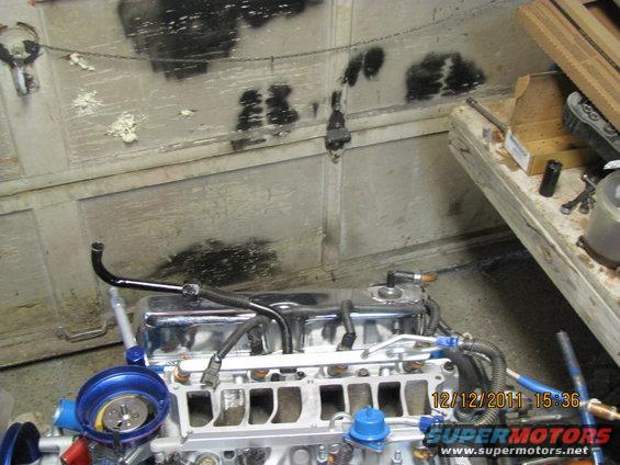 Engine with chrome valve covers and blue accents
