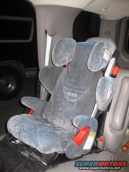 Recaro child car seat installed in a vehicle interior