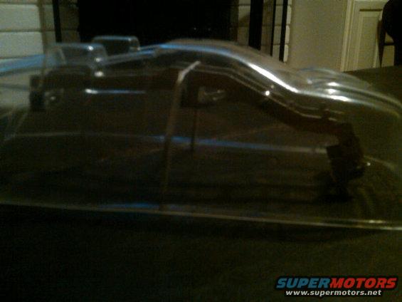 Clear plastic RC car body shell, side view