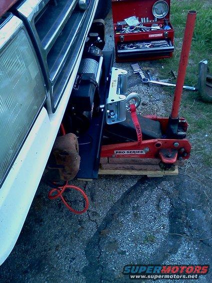 1989 Ford Bronco front winch mount with jack and toolbox