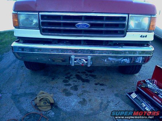 1989 Ford Bronco front bumper with winch and 4x4 badge