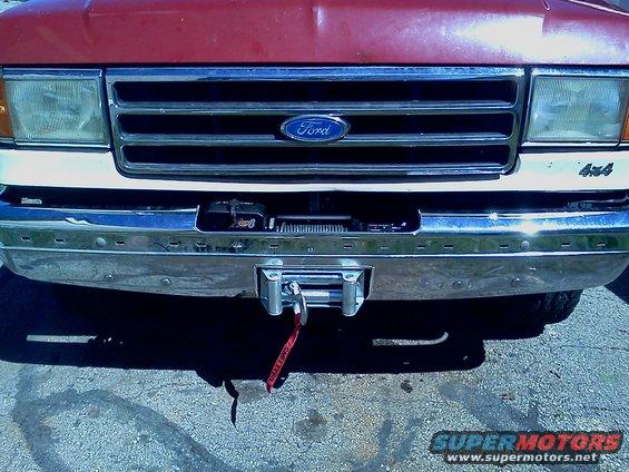 1989 Ford Bronco front end with chrome bumper and winch