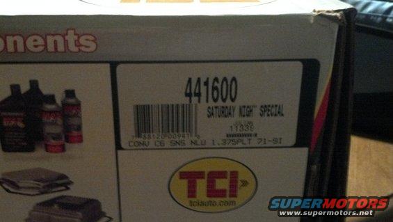 Cardboard box with TCI logo and part number 441600, labeled "Saturday Night Special"