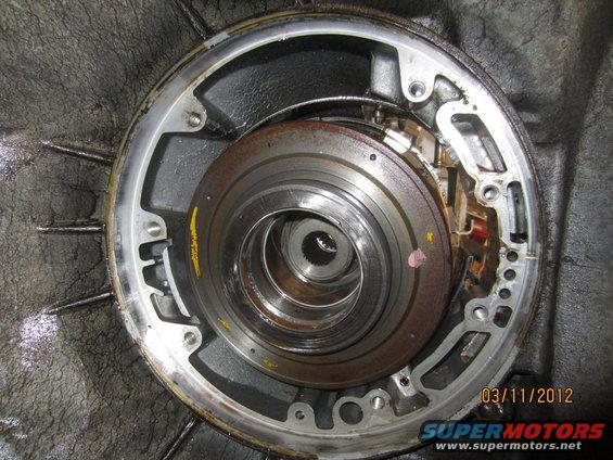 Transmission torque converter with visible rust and internal components