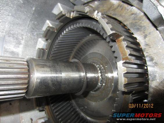 Close-up of transmission gears and shaft