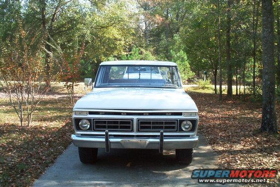 White 1970s Ford truck front view