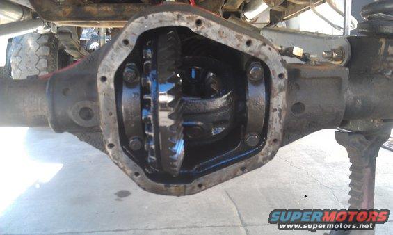 Differential housing with gears visible