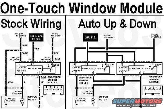 Wiring diagram for one-touch window module, stock vs. auto up & down