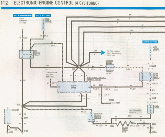 Wiring diagram with blue and white text labels and complex circuit lines
