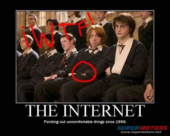 Group of young men in robes, one with a cast on his arm, text says "THE INTERNET"