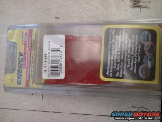 Energy Suspension polyurethane part, labeled 3.1111R CAMARO TORQUE ARM B