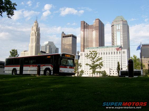 s3500213.jpg Made by Gillig, in front of downtown Columbus.  40 feet, 20 tons, what more could you want (accept a life)