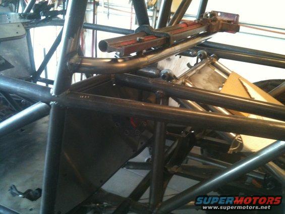 close-up of metal tubing frame for a custom off-road vehicle