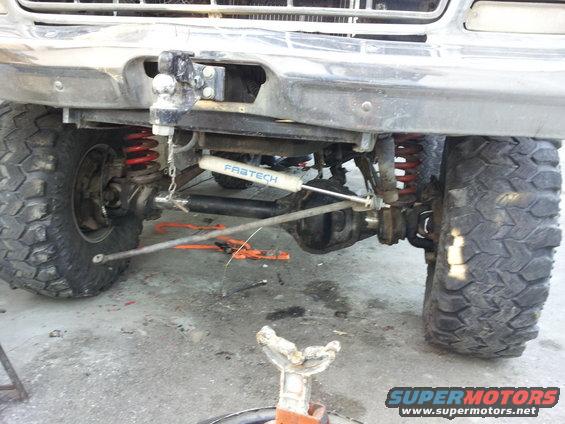Front suspension with Fabtech shock absorber and Dana 60 differential
