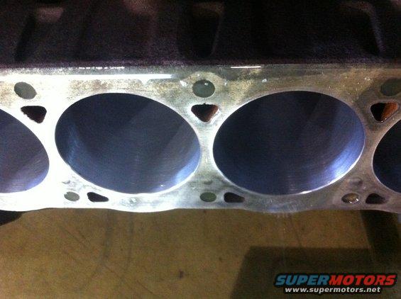 Close-up of engine cylinder block with visible bores