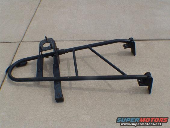 Black metal spare tire carrier frame with mounting brackets