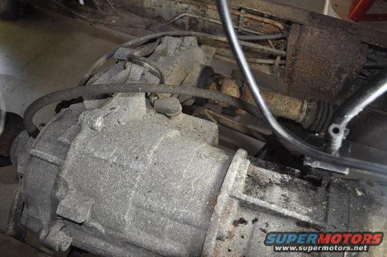 Transmission and driveshaft assembly, close-up view