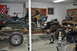 1986 Ford Bronco - A vehicle is disassembled in a garage, with its frame, engine, and various parts laid out for repair or restoration.