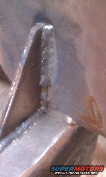 Close-up of two metal brackets joined by welding