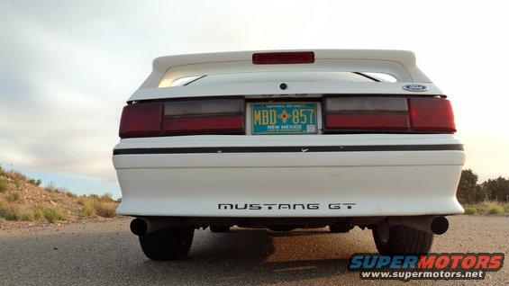 White 1989 Ford Mustang GT rear view with New Mexico license plate